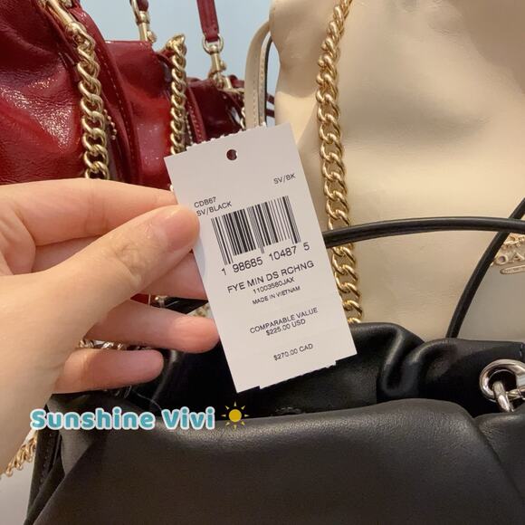 NWT Coach Faye Mini Drawstring Bag With Ruching CDB67 Silver Black - Picture 6 of 6